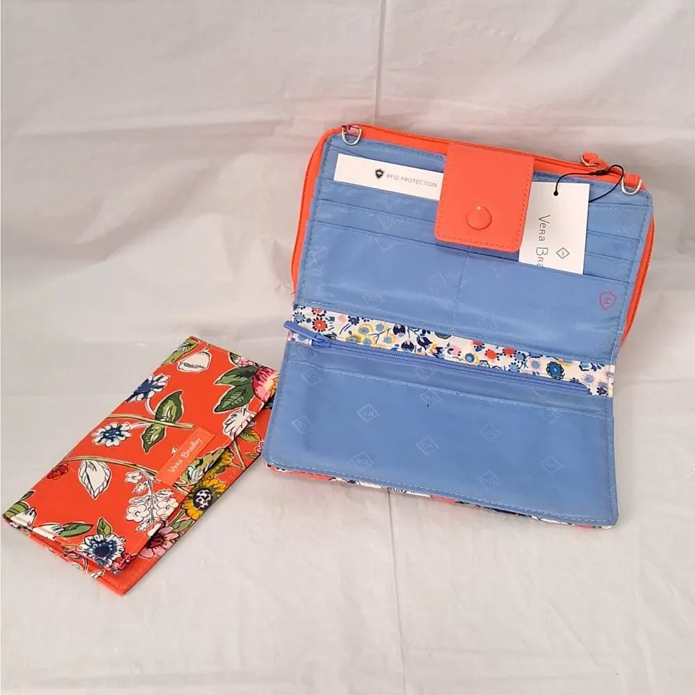 Vera Bradley RFID Iconic Deluxe All Together Crossbody Coral Floral - Picture 5 of 11